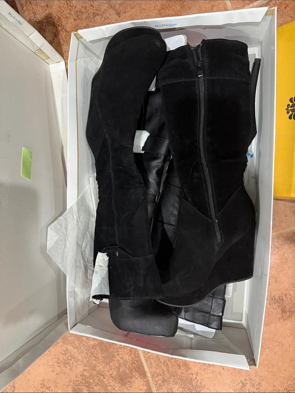 Brand New 2 Pairs of Women's Black Tall Heel Wedge Boots with Buckle Detail
